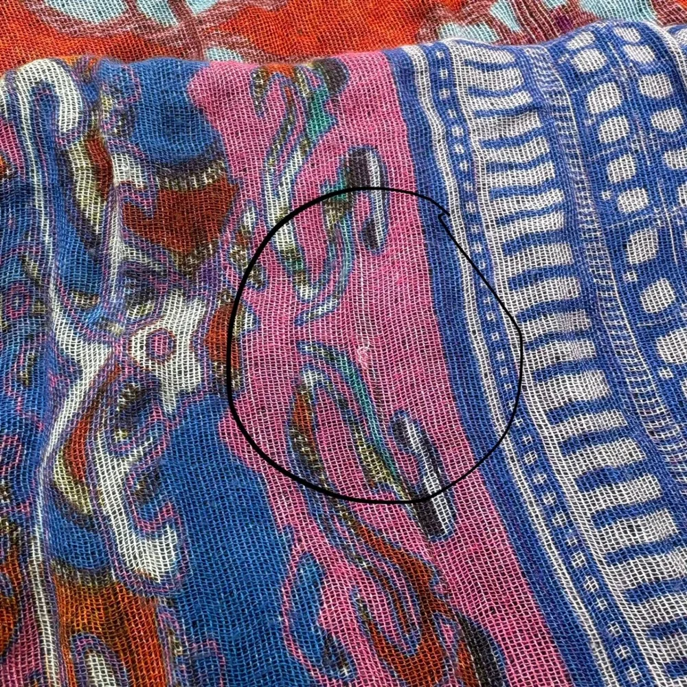 Anu Scarf OS Multicolor Good Patchwork Rayon Boho Frayed‎ Fringe Wrap Gypsy